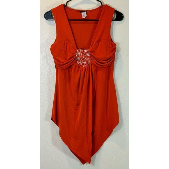 Vintage Fredericks of Hollywood Classic Y2K Preppy Embellished Tunic Tank Top M - Picture 1 of 9